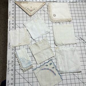 Small lot vintage handkerchiefs,  whites, creams, various embroidery designs
